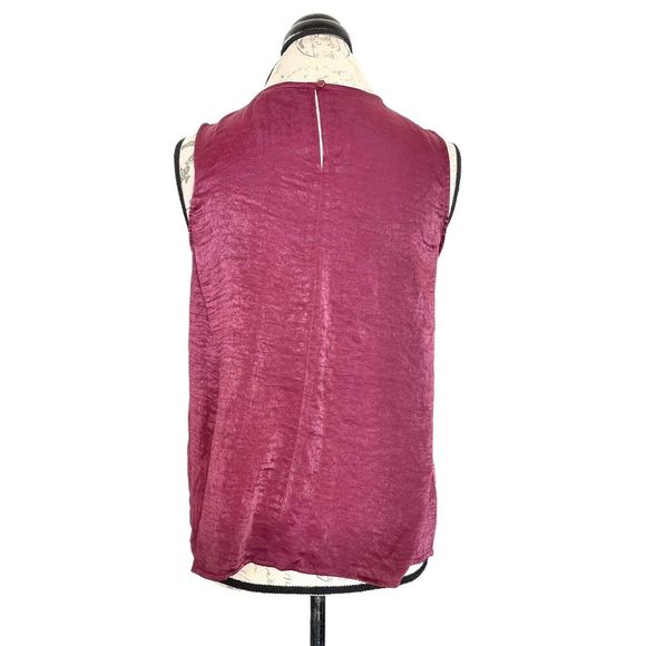 Banana Republic Womens Blouse Size XS Shiny Burgundy Sleeveless Dressy Top Night - Picture 3 of 12